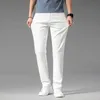 Summer Mens Business Casual Straight Jeans 98% Cotton Soft Stretch Fabric Baggy Denim Pants Male Brand Trousers 240417