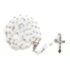 Hangende kettingen Acryl Wit Luminous Rosary Rosary ketting Heilige katholieke sieraden Charme voor christelijke kerk huis slaapkamer decoratie drop