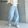Jeans masculinos Luzhen 2024 Elegante pérola lisa Patchwork Design casual calça de jea