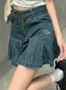 Jupe denim Haute taille noire mini plissée coréenne mode gyaru vêtements d'été y2k streetwear vintage femme 240424