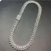 Nieuwe aankomst geel goud 18 mm 20 mm talk stokbrood diamanten ketting 18k goud vergulde zilveren ijs uit Cubaanse linkketen voor mannen