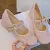 Dress Shoes Pink Bow Decorated Pearl Dames Fashion Square Toe met zoete prachtige luxe stijl Basic