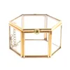 Schmucktaschen Sechseck Clear Glass Box Ehering Geometrischer Schmuck Organizer Showcase Container Uhren