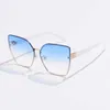 DQTD zonnebrillen vintage vierkante zonnebrillen Randloze frameloze rechthoekige tinten gradiënt UV400 merkontwerper reizende zonnebril voor vrouwen UV400 D240429