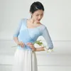 Skirts Chinese Classical Dance Skirt Lady Elegant Chiffon Flowing Double Layer Large Swing Stage Performance Dress
