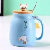 Sets Creative Color Cat Heatresistant Mug Cartoon with Lid 450ml Cup Kitten Coffee Ceramic Mugs Children Cup Office Drinkware Gift