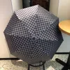 格子縞のデザイナー傘UV保護豪華な傘のデザイナーファッションフルオートマチック折りたたみ雨の傘屋外旅行サンシェードパラソル夏HO02