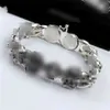 Silver Retro Cross Rattan Flower Round Buckle Bracelet Domineer Fashion Mens Couple Foot Thick Chain