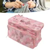 Sacs de rangement Sac à tricoter rose rose Oxford tissu bricolage portable multifonctionnel porte-crochet avec séparateurs pour les boules de fil à aiguilles