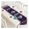 Banner Flags American Independence Day Linen Table Runner Home Restaurant Decoration Daim Nwarf Long Strip Normcecloth Room Drop de Dhcxv