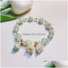 Bracelet de décoration de fleur de brin perlé Lily de vallée pour femmes Chaîne à chaîne réglable manchette à la main