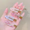 50pcs/lot 2pcシンプルサクラピンクシームレスヘアクリップ女性アセテートシート