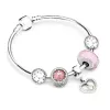 S925 STERLING SIRE LUXURY BRACELET SET BEADED PINK GIRLY HEART FIT ORIGINAL PANDORA BRACELET FI JEWELLRY DIY Women's Gift with Box 16-21 K8ie＃