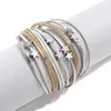 Charm Armband Allyes Bohemian Multilayer Slim Strips Star Leather Armband For Women Fashion Chain Wrap Bangles smycken