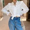 Women's Blouses Classic Shirt 2024 Spring French Long Sleeved Cotton White Design