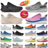 2024 Hokaities One One Clifton 8 9 Running Shoes Bondi Homens Mulheres brancas Black costeiro céu vibrante laranja areia arejada arejada azul vermelho carbono treinador feminino senager