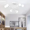 Lustres nordics modernes plafond LED Ligh Bedroom Kitchen salon salon décor simple maison 6 Head E27 Iron Art Lampe