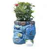 Doniczki Kreatywne niebieskie dżinsy ręcznie robione spodnie odzieży żywicy kwiatowe garnki roślinne dekoracje garnka sosu Q240429