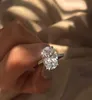 Anneau Big Oval Platinum plaqué Zircon Ring Engagement Anneau de mariage JewelryIVD2I3099026