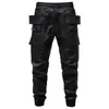 Męskie spodnie Punk Multi Pockets Ładunki Joggers Men Black Techwear HARAJUU HIP HOP STREETWEAR Modne Pieszeń plażowa