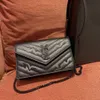 Designer lyxig handväska axelmetallkedja denim plånbok fast färg retro slitna kvinnor casual stil axelväska hh s1