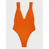 Swimwear pour femmes 4 couleurs sexy profonde V cou de cou cirélé un morceau de maillot de bain femme monokini monokini à jambe haute nage de bain baignade