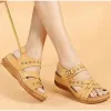 Sandaler 2023 Summer Women's Sandals Sying Casual Wedge Shoes Lady Buckle Strap Hook Loop Soft Platform Female Mules Stor storlek 41