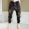 Pantaloni da uomo pantaloni in poliestere di alta qualità stampato stampato adatto per uomini con tasche rinforzate elastica abbigliamento sportivo q240429