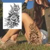 Sexig blomma tillfälliga tatueringar för kvinnor kroppskonst målning arm ben klistermärke realistiska falska svart rosvattentät 240423