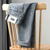 Heren jeans lente/zomer lichtblauwe heren 2024 nieuwe trend street mode vrijetijdsblok high -end broek Q240427