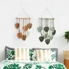 Tapisses Cotton Corde Mur Mur Decor Boho Macrame avec fausse plumes Fil fait à la main Tapestry à la feuille tissée Chic pour pépinière