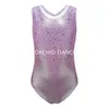 Bühnenbekleidung Kinder-Rhythmische Gymnastikanzug Diamond-eingebettete einteilige Mädchenweste Atmungsfreie Übung Latin Tanz Ballett Kostüm