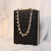 Sacs de soirée Sac en strass de femme Crystal Crystal Diamond Clatet Chain Hand Host Silver Small Square Handbag Gol