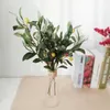 Dekorativa blommor Simulering Olive Branch Green 3-Forsk Leaf Accessories Plant Home Wedding Decorations Fake Plants