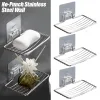 Dishes 110Pcs Soap Rack Stainless Steel Punchfree Wall Hanging Sucker Soap Box Bar Soap Sponge Holder Adhesive Soap Dish for Bathroom