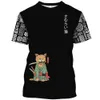 Camisetas para hombres Cartoon anime samurai gato camiseta impresa para hombres hip hop al aire libre harajuku ropa vintage casual de O-cut o lo suelto slve ts y240429