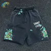 Shorts masculins Streetwear Splash Ink Graffiti Men designer Femmes Coton Vintage Vinth Black Jogger DrawString Loose Breeches