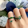 Cluster Rings Vedawas Green Color Irregular Copper Open Ring Fashion Simple Geometric Handmade Jewelry Women Adjustable Korea Accessories