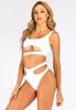 Mutada de banho feminina Real S Europeu e American Bikini Split Swimsuit Hollow Cut