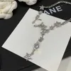 Gold plattiert 18K Messing Kupfer Anhänger Halskette Mode Frauen Designer Marke C-Letter Star Strass-Kristallperlen Halsketten Halsketten Ketten Kette Hochzeit Schmuck Liebesgeschenke