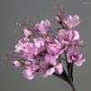 Fleurs décoratives 5 Branche Orchidée Artificiel Magnolia Plante Bouquet de fleur Mur Fleur Maison de mariage Recuerdo de Boda