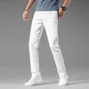 Summer Mens Business Casual Straight Jeans 98% Cotton Soft Stretch Fabric Baggy Denim Pants Male Brand Trousers 240417