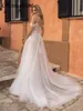 Vintage Illusion 3D Floral Lace A-Line Wedding Dresses Off The Shoulder High Split Bridal Gowns Robe De Mariee