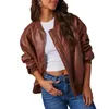 Designer Jackets For Women Leather Jacket Dames jas Crew Crew Neck Neck Zipper PU Paned Punk Style Solid Polyester Daily Outfit S XL Coats Designer Women Coat