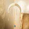 Dekorationer Moon Suncatcher Hanging Crystal Dream Catcher Macrame Ornament Prism Crystal Sun Catcher Rainbw Window Garden Home Decoration