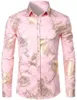 2024 Moda Mens Camisa Flores de Impressão 3D Botão de lapela superior Manga longa Camisa Estilos de festa de festa Design Camisetas confortáveis 240428