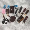 Fashion Key Buckle Car Keychain Handmade Leather Keychains Men Women Bag Pendant Accessories 11 Color