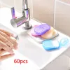 Ustaw 60pc przenośny mydło w łazience Plasterki do kąpieli Ręka Ręka Składka na zewnątrz Podróż Pachnące Papier mydło Papier Przenośne potrawy mydła