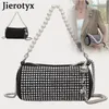 Sacs à bandouliers Jierotyx 2024 Spring S Femmes Perle Perles Chains Bridal Gothic Black Siliver Fashion Messenger