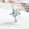 Colliers pendents S925 STERLING Silver Gradient Moon Stone Star Moon Universe Diamond Zircon Womens Clavik Pendant Collier (40 cm + 3,5 cm) WX